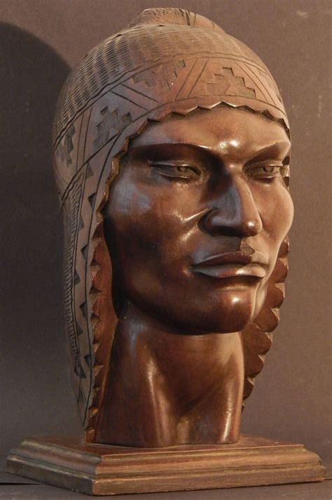 Peruvian Male In Traditional Headdress Art Deco Sculpture