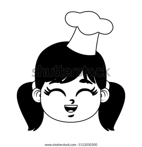beautiful chef girl cartoon black white stock vector royalty free 1112030300 shutterstock