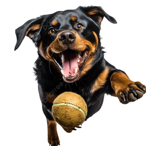 Un Perro Rottweiler Entusiasta Juega Con Una Pelota De Críquet Irradiando Alegría Png