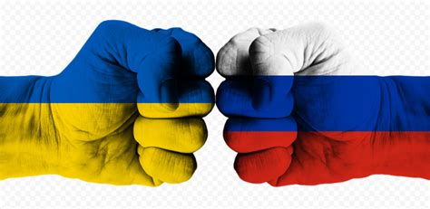 Hd Ukraine Vs Russia Flags On Hands Png Citypng