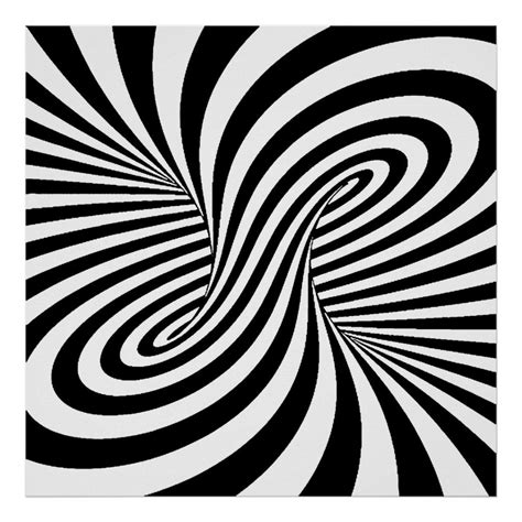 Black White Zebra Swirls Patterns Optical Illusion Poster