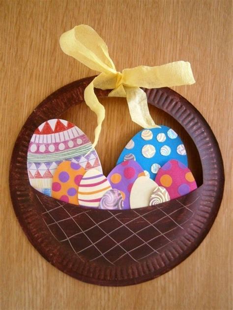 Osterkörbchen Basteln Mit Pappteller Ostereier Papier Easter Crafts