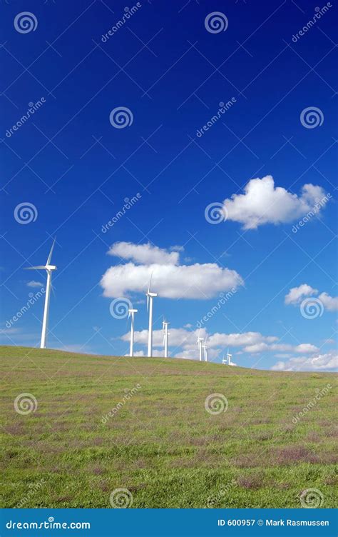 Windmills In Field Stock Image Image Of Cumulus Rural 600957