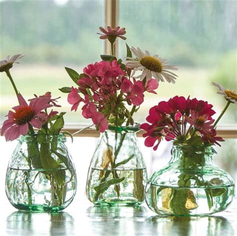 Green Glass Vases Set Of 3 Green Glass Vase Glass Vase Decor Small Glass Vases