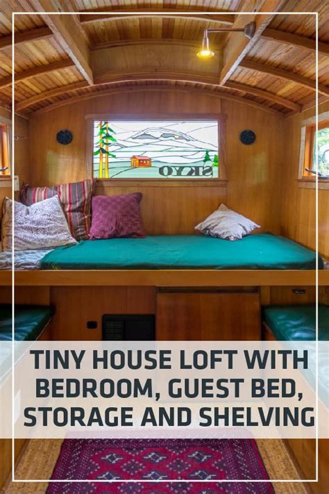 Finally, lug your beast of a ladder to the tiny house and instal where it makes the most sense. Small House Loft with Room | Tiny house loft, Living room ...