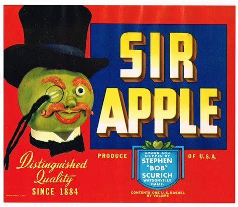 Original Vintage Apple Crate Label 1950s Sir Apple Etsy Uk