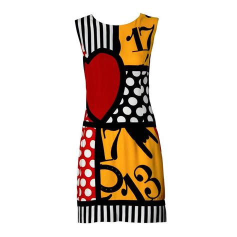 Iconic Moschino Vintage 90s Pop Art Dress With Numbers Heart Cat At