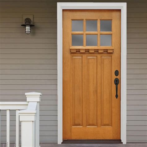 Steves And Sons 36 In X 80 In Craftsman 6 Lite Stained Knotty Alder Wood Prehung Front Door