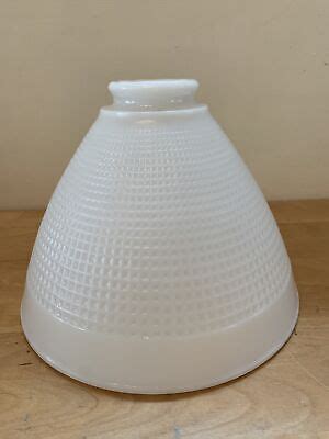 Vintage Torchiere Lamp Shade White Milk Glass Waffle Fit