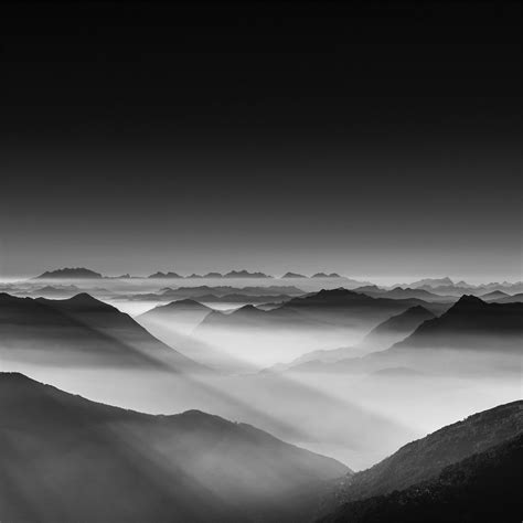 Haze Mountain Landscape Monochrome 5k Ipad Pro Wallpapers Free Download