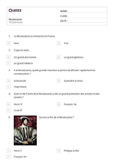 Renaissance Worksheets For Th Class On Quizizz Free Printable