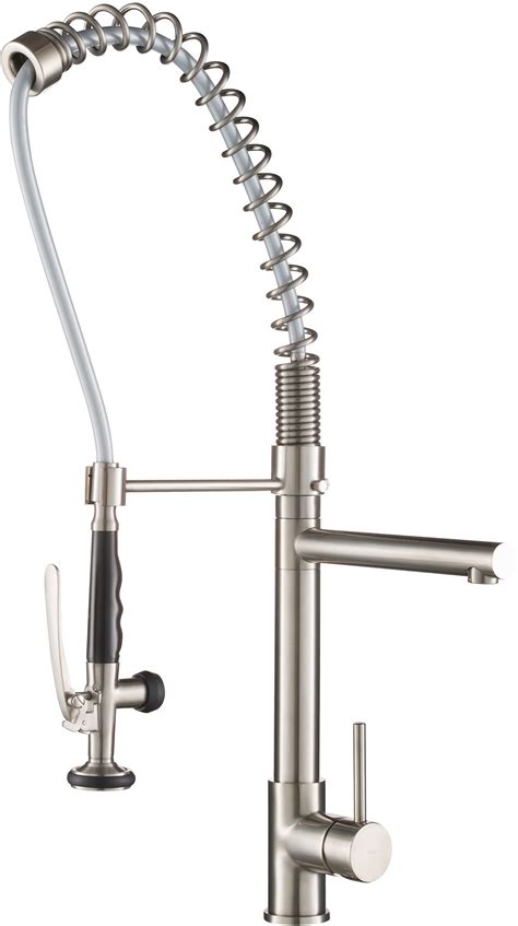 It is made of metal and brass and works on 6 aa batteries. Kraus KPF1602SS 2-Function Commercial Style Pre-Rinse ...