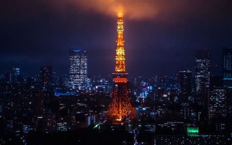 Download Wallpaper 3840x2400 Night City City Lights Tokyo Tower 4k
