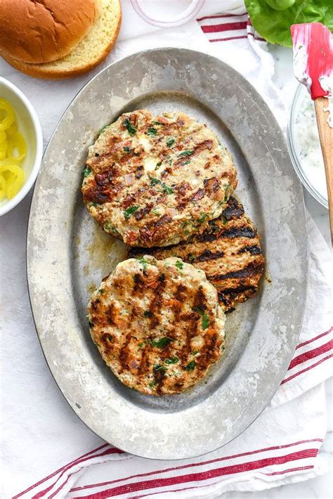 Greek Turkey Burgers With Tzatziki Sauce Are Packed With Fresh Spinach