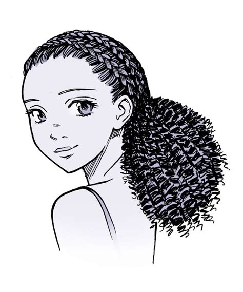 Manga Hair Ponytail Drawing Curly Hair Drawing