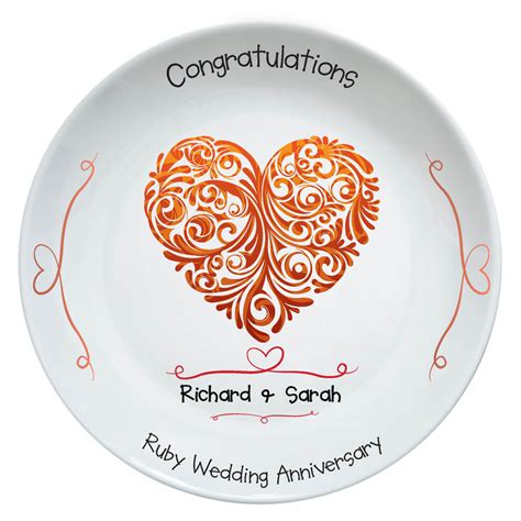 After 40 years, we bet there's not much you and your other half don't know about each other. Personalised Ruby Wedding Anniversary Plate | Ruby wedding ...
