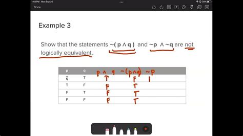 3 Example 3 Proving Logical Equivalence Using Truth Tables Youtube