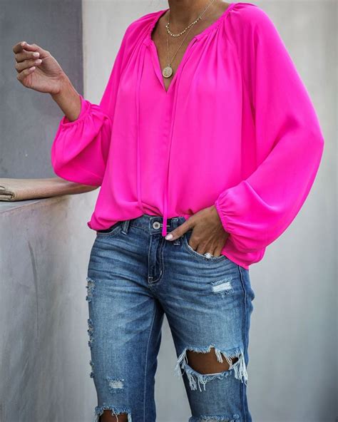 Down To Business Blouse Hot Pink Hot Pink Blouses Pink Blouses