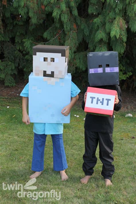Diy Minecraft Steve And Enderman Costumes Homemade Heather