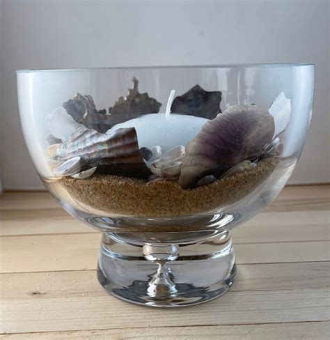 Beach Art Glass Bubble Bottom Bowl With Sand Shells And Etsy