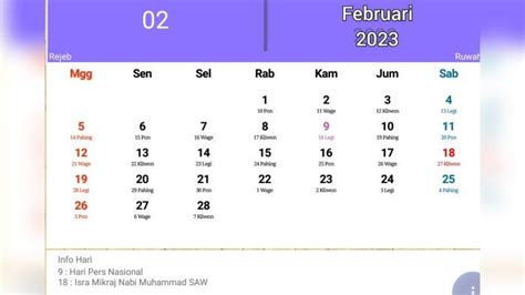 Kalender Jawa Februari 2023 Penanggalan Jawa Hari Ini