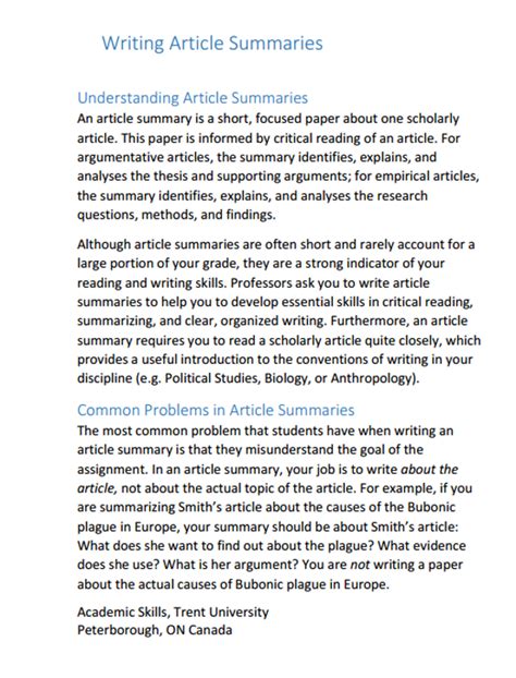 Article Summary Paragraph Example