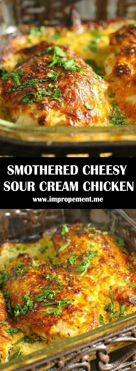 Mix sour cream with a half cup of parmesan, salt and pepper, oregano and basil, garlic powder and cornstarch together. SMOTHERED CHEESY SOUR CREAM CHICKEN - my #recipes in 2020 ...