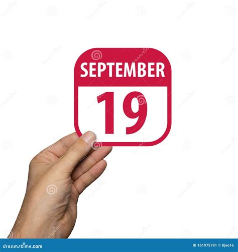 September 19th Day 19 Of Monthhand Hold Simple Calendar Icon With