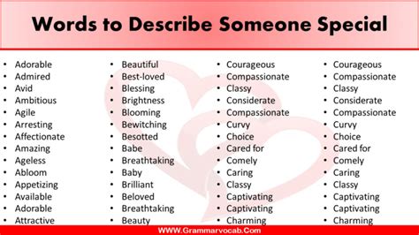Words To Describe Someone Special Adjective To Describe Grammarvocab