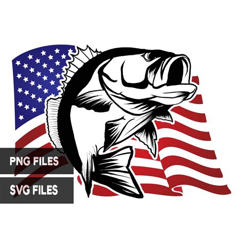 Bass Fishing Waving American Flag Png And Svg Cut Files Etsy