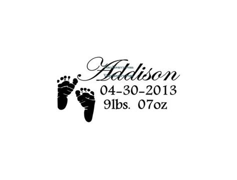 Baby Footprints Custom Name Birth Date Weight Wall Decal Etsy Baby