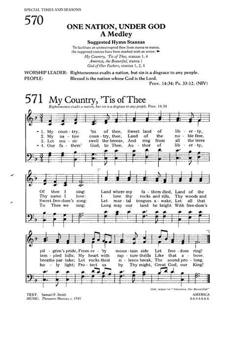 The Hymnal For Worship And Celebration 571 My Country Tis Of Thee