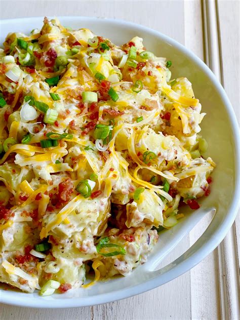 Baked Potato Salad Loaded With Bacon Cheese And Sour Cream