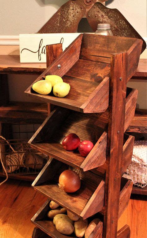 Rustic Wooden Farmhouse Fruit And Veggie Stand Display Stand