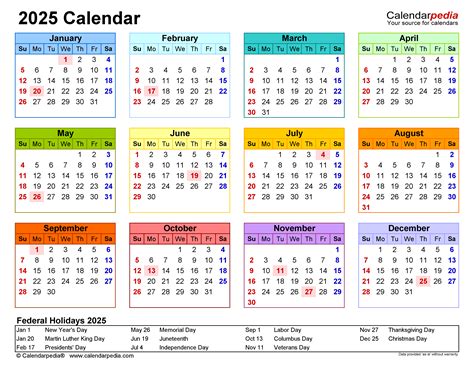 Printable 12 Month Calendar 2025 Free
