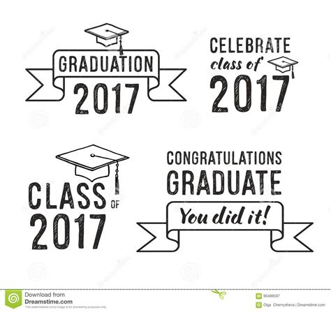 Congratulations Graduate 2017 Graduation Set Stock Vector