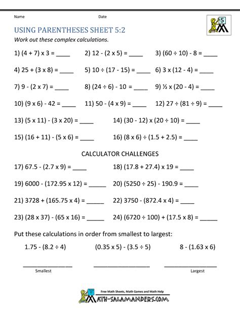 Order Of Operations Worksheets K5 Learning Pemdas Problems Gordon Wise