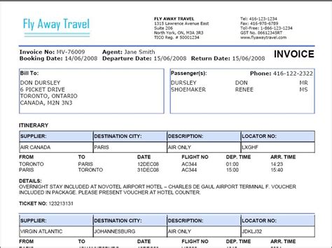 Travel Agency Invoice Format Excel | Invoice format, Invoice template, Invoice format in excel