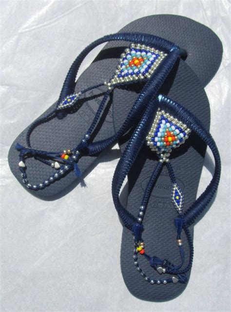 Foot Jewelry Navy Blue Havaianas Women Flip Flops Bohemian Diy Sandals