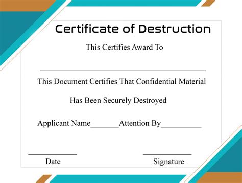 The Extraordinary Free Printable Certificate Of Destruction Sample