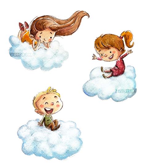 Niño Volando En Nubes Dibustock Ilustraciones Infantiles De Stock