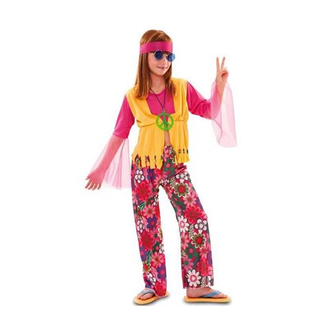 Disfraz De Hippie Rosa Para Niña