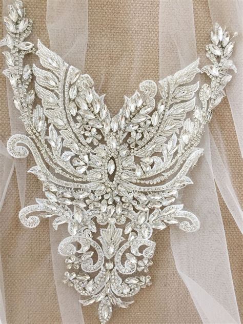 Deluxe Rhinestone Bead Bridal Bodice Applique In Crystal Etsy