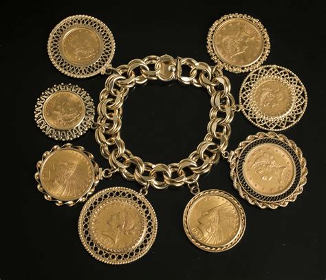 14k Bracelet Supporting 8 Us Gold Coins Witherells