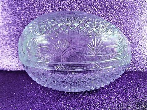 Avon Fostoria Clear Lead Crystal Egg Mothers Day 1977 Trinket Box Candy Dish Ebay Crystal