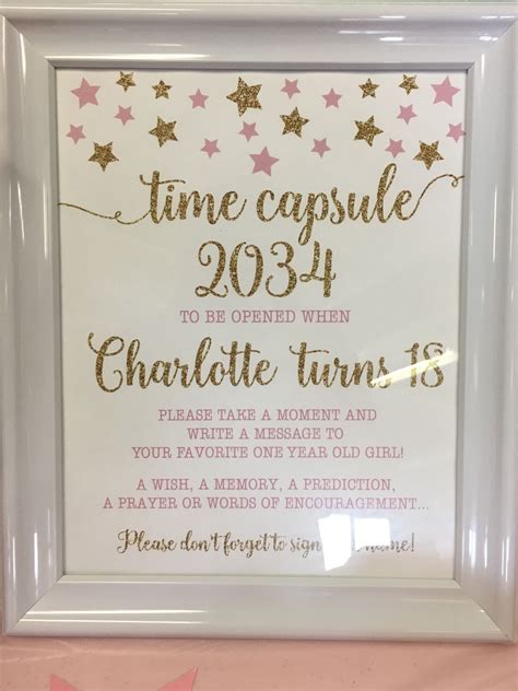 Time Capsule Sign Onederland Birthday Party Baby Girl 1st Birthday