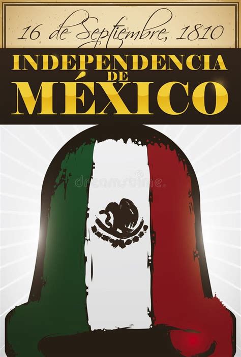 Scroll Sign And Iconic Bell Promoting Mexican Independence Day Vector