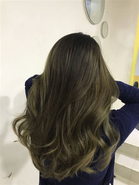 Brown Ash With Slightly Green Balayage Green Hair Ombre Ash Hair