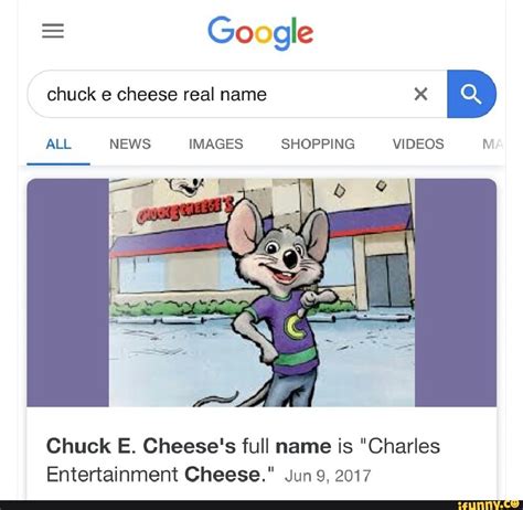 Chuck E Cheeses Full Name Is Charles Entertainment Cheese Jun 9