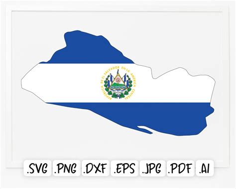 Flag Map Of El Salvador Svg Design Europe Country Map El Etsy
